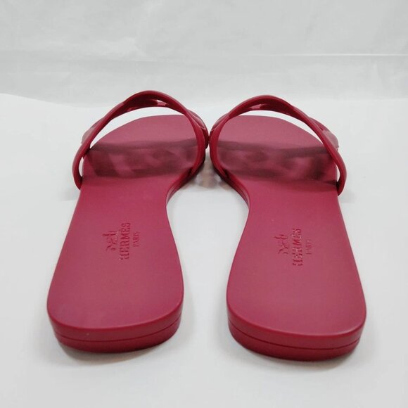 Hermes Sandals Women Burgundy Rubber 480-071525 - Picture 3 of 9